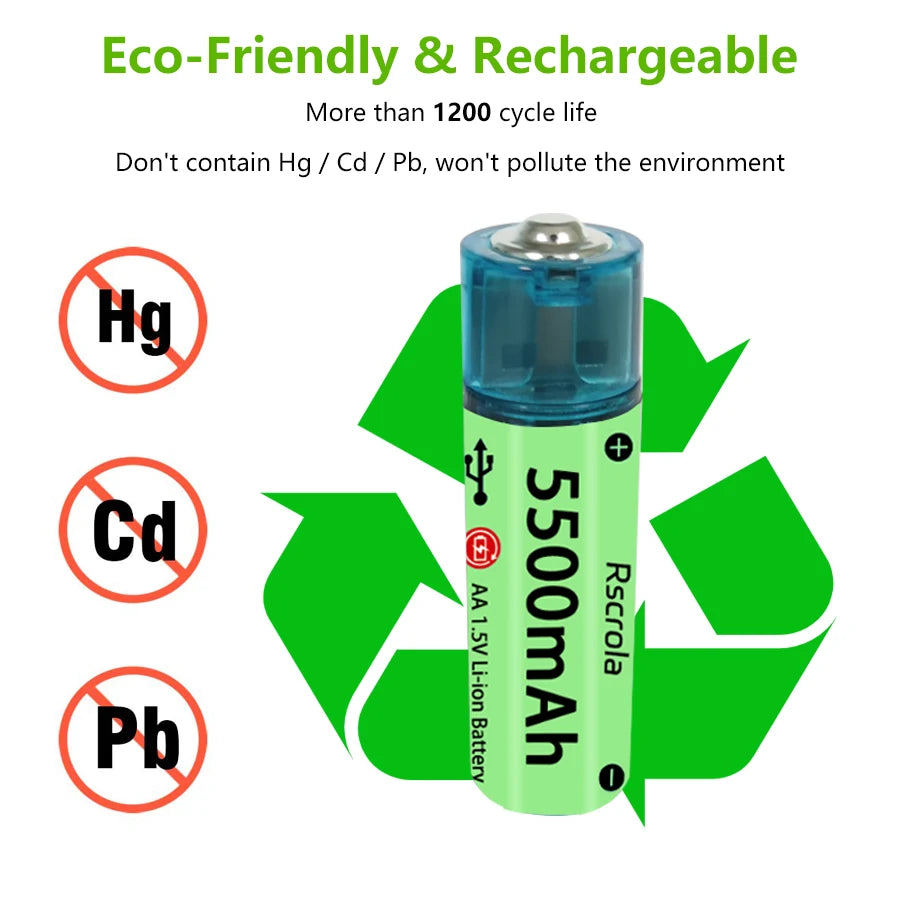 6 Universal AA Rechargeable Battery Durable 5500mAh Li-ion Battery (Copy)