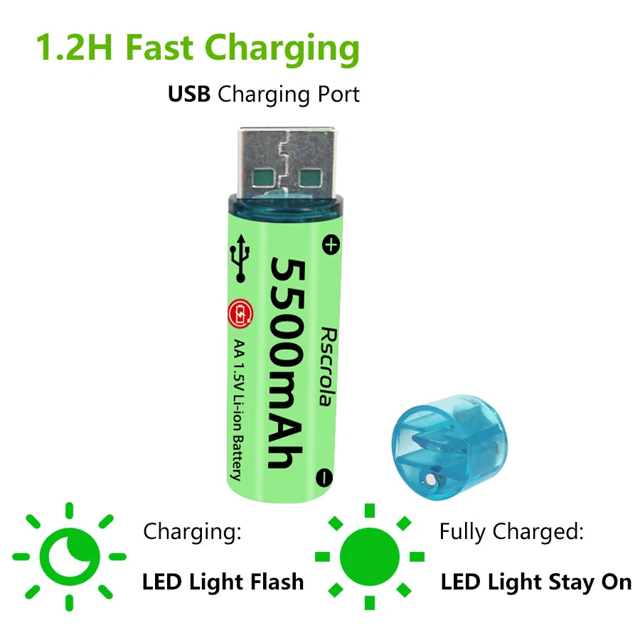 6 Universal AA Rechargeable Battery Durable 5500mAh Li-ion Battery (Copy)