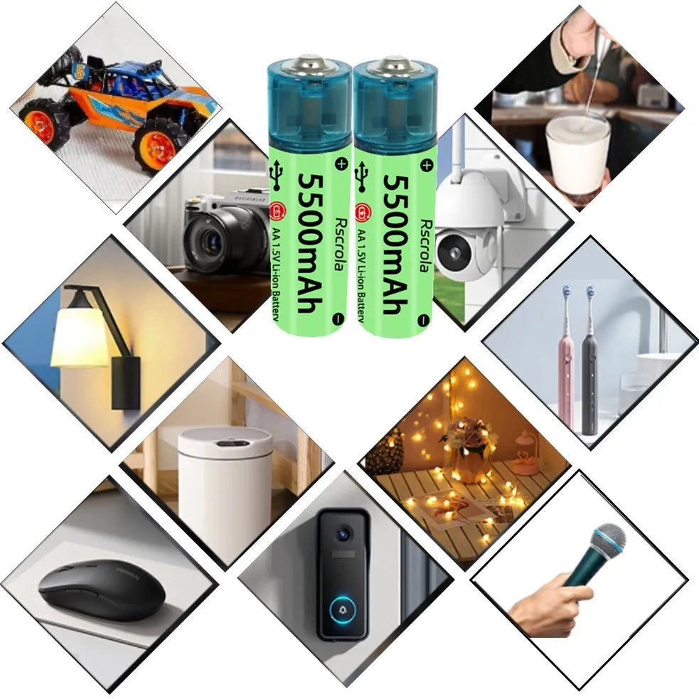 6 Universal AA Rechargeable Battery Durable 5500mAh Li-ion Battery (Copy)