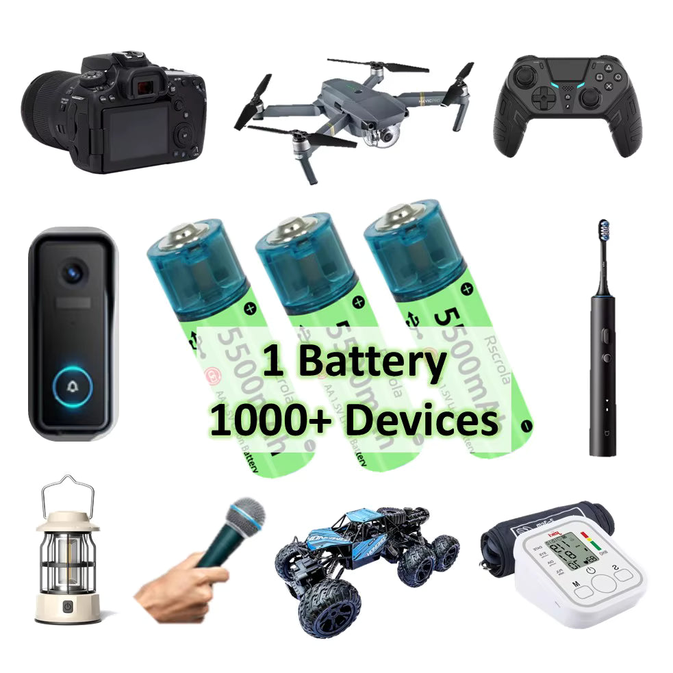 6 Universal AA Rechargeable Battery Durable 5500mAh Li-ion Battery (Copy)