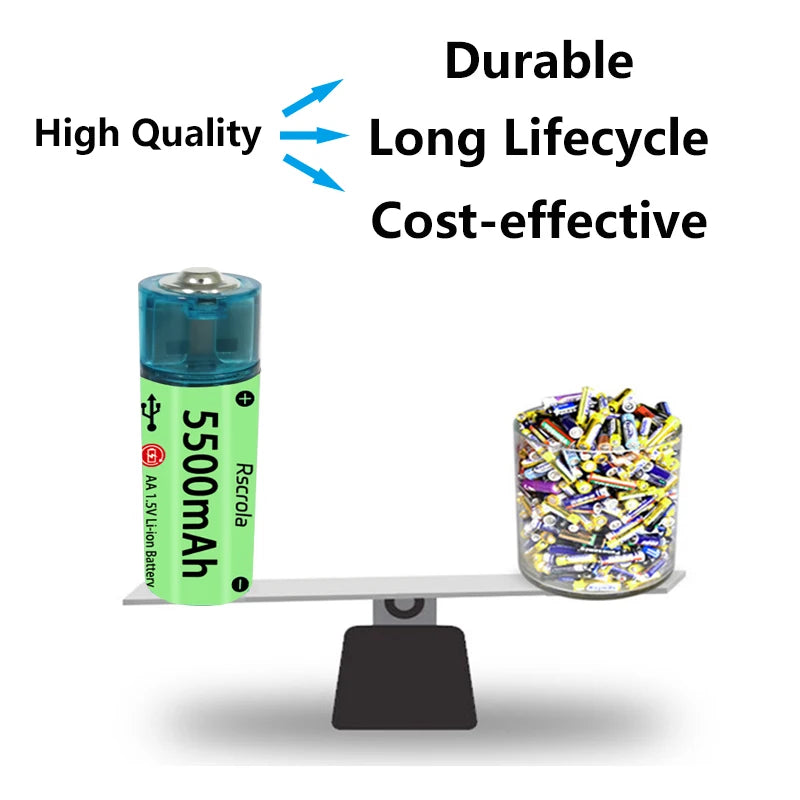 6 Universal AA Rechargeable Battery Durable 5500mAh Li-ion Battery (Copy)