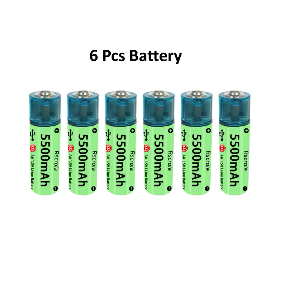 6 Universal AA Rechargeable Battery Durable 5500mAh Li-ion Battery (Copy)