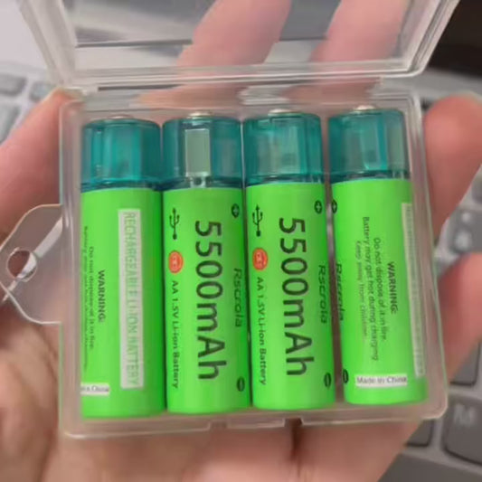 4 Universal AA Rechargeable Battery Durable 5500mAh Li-ion Battery